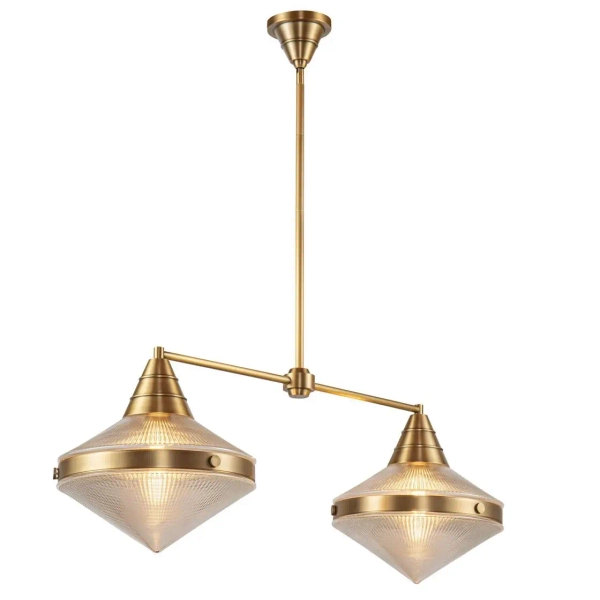 Podwójna wisząca lampa Willard QN-WILLARD-LP2-VBS-PG mosiądz