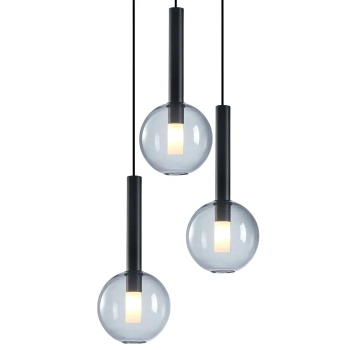 Potrójny szklany żyrandol NIKO BLACK ML0333 do salonu czarny