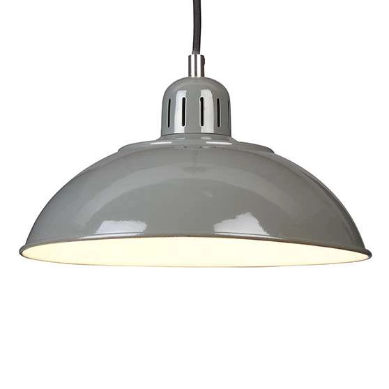 Wisząca LAMPA retro FRANKLIN-P-GY Elstead metalowa OPRAWA kopuła ZWIS vintage szary