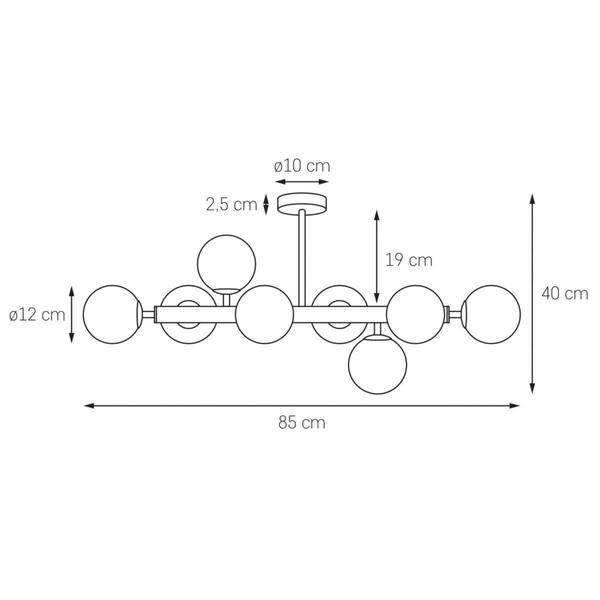 Sufitowa LAMPA modernistyczna CUMULUS 3 10755803 Kaspa metalowa OPRAWA plafon szklane kule balls molekuły chrom biała