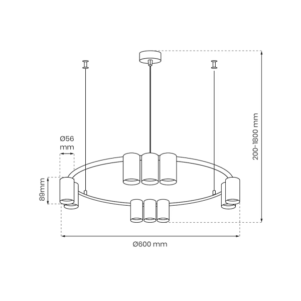 Salonowa lampa wisząca GENESIS ML0373 ring metalowy czarny