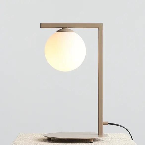 Nocna lampka do sypialni ZAC 1038B17_1 kula ball biała beżowa