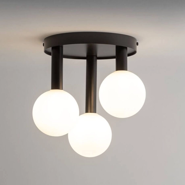 Szklana lampa sufitowa Perla 33484 Sigma okrągła kula czarna biała