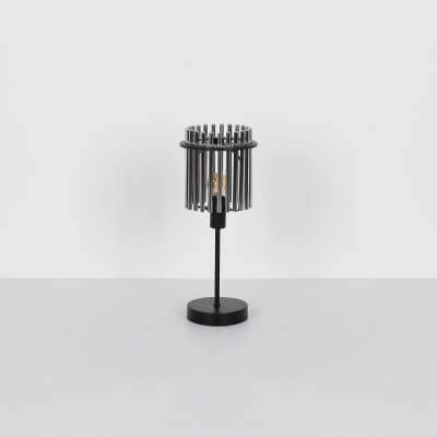 Stołowa lampka szklana GORLEY 15698T loftowa czarna przydymiona