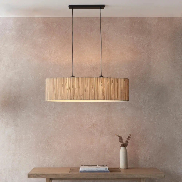 Wisząca lampa drewniana Longshore 101692 beżowy czarny