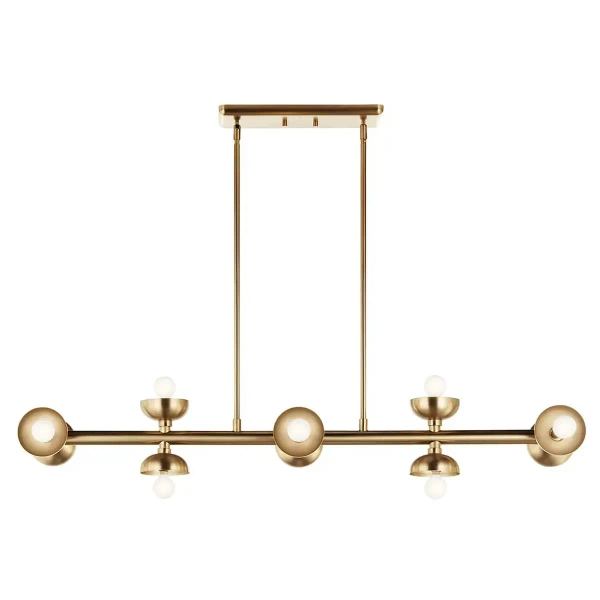 Lampa wisząca metalowa Palta KL-PALTA-LP10-CPZ podłużna do salonu mosiądz