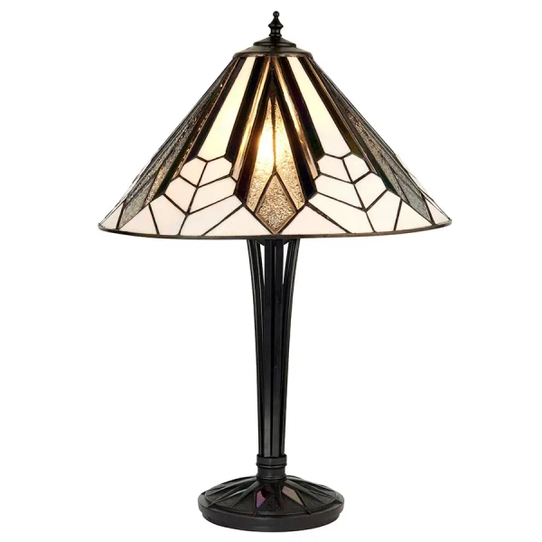 Szklana lampa nocna Astoria 63939 witrażowa do sypialni brązowa kolorowa
