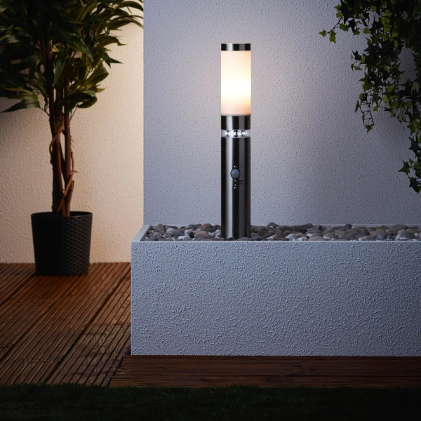 Metalowy słupek ogrodowy Bole G46789/82 z czujnikiem ruchu IP44 srebrna