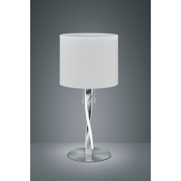 Nocna lampa do salonu Nandor 575310307 z abażurem nikiel biała