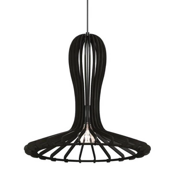 Skandynawska lampa wisząca Rina 5021 Amplex do salonu nad stół drewno czarna