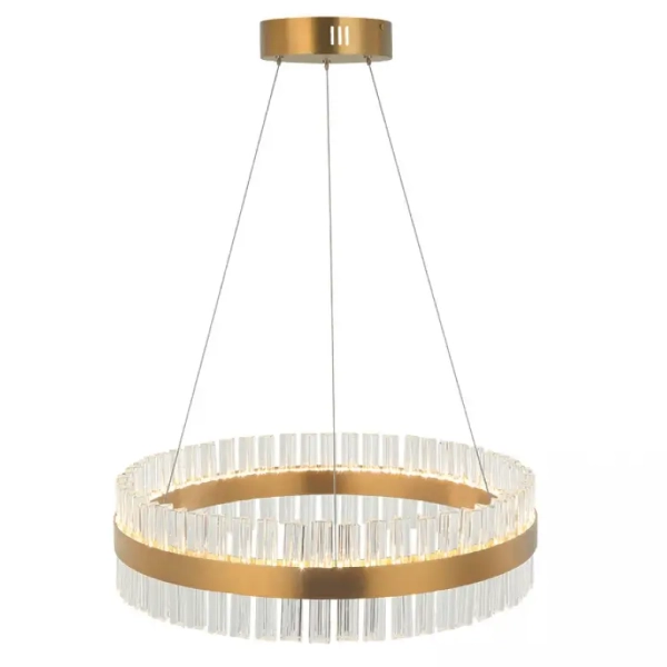 Wisząca kryształowa lampa nad stół 22040 LED 68W 3000K ring złoty