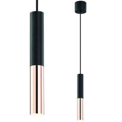 Industrialna LAMPA wisząca Slimi S Nero/Rose Gold Orlicki Design metalowa OPRAWA ZWIS tuba LED 3,5W czarna różowe złoto