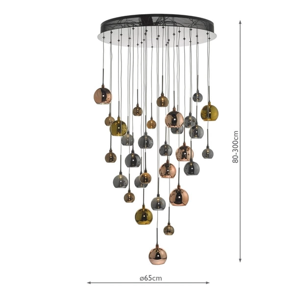 Kaskadowa lampa wisząca Aurelia AUR3364 Dar Lighting czarna chrom
