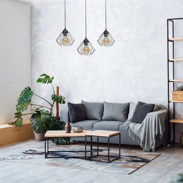 LAMPA wisząca NORMAN MLP6264 Milagro industrialna OPRAWA metalowy ZWIS druciane klatki czarne chrom