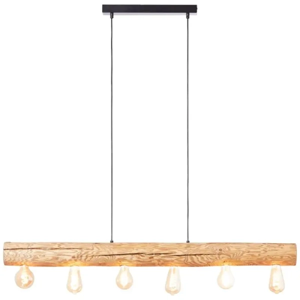 Drewniana lampa wisząca Trabo 99433/35 nad wyspę do kuchni sosnowa