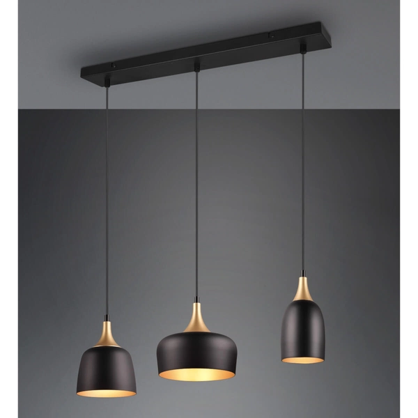 Lampa zwis CHIRAZ 310500332 Trio tubki do kuchni czarny złoty