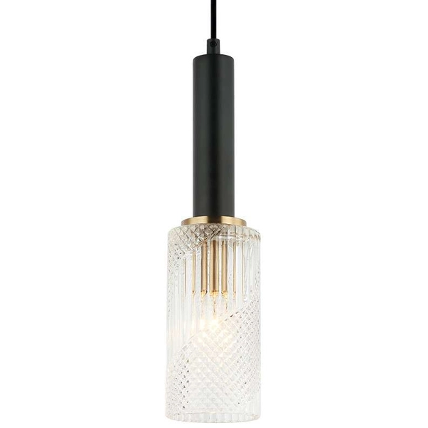 LAMPA wisząca PEROLA PND-43363-3 BK+BR Italux modernistyczna OPRAWA szklana ZWIS tuby kaskada czarna przezroczysta