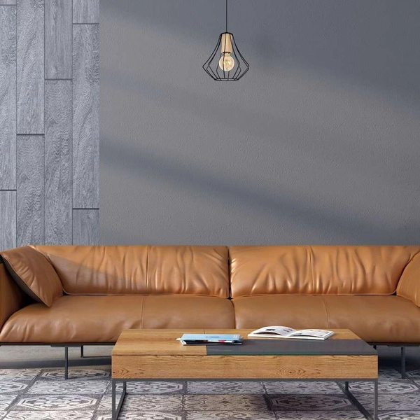 LAMPA wisząca WILL MLP4188 Milagro druciana OPRAWA metalowy zwis klatka drewno czarna