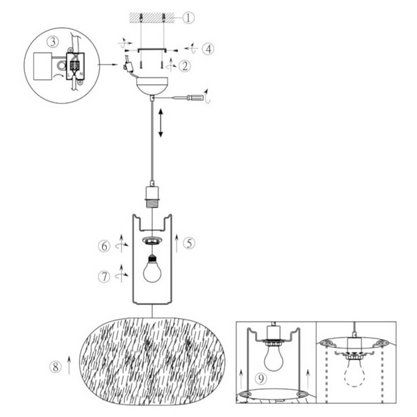 Lampa wisząca Furry R31581901 kulista pluszowa biały