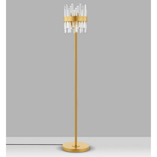 Podłogowa lampa CHOLULA LE44726 do salonu crystal złota przezroczysta