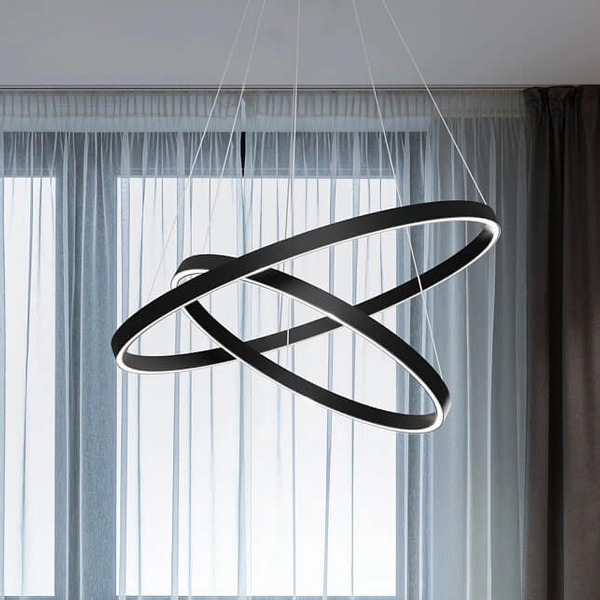 Lampa wisząca okrągła Rim MOD058PL-L74B4K LED 88W 4000K ringi czarne