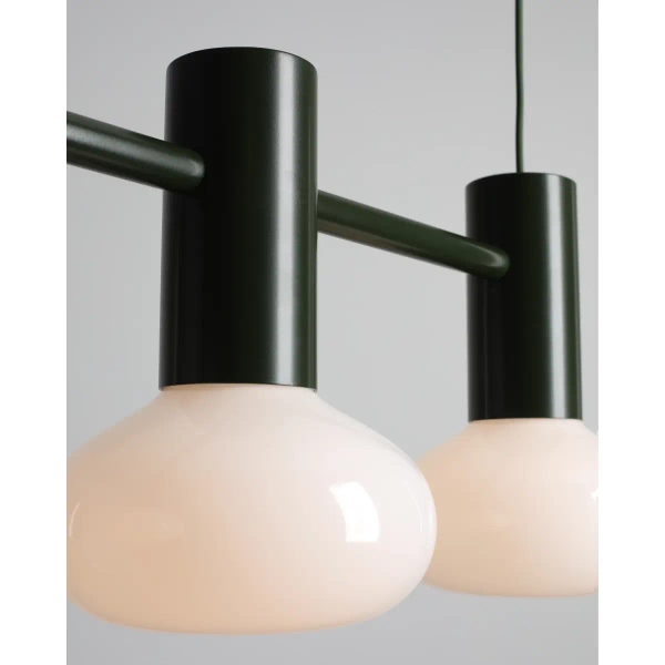 Szklana wisząca lampa Flo 3 Moss 7000E26_S do sypialni zielona