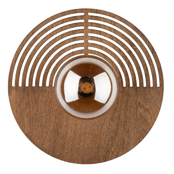 Naturalna ścienna lampa Lunar Wood 11014 okrągła drewniana brązowy