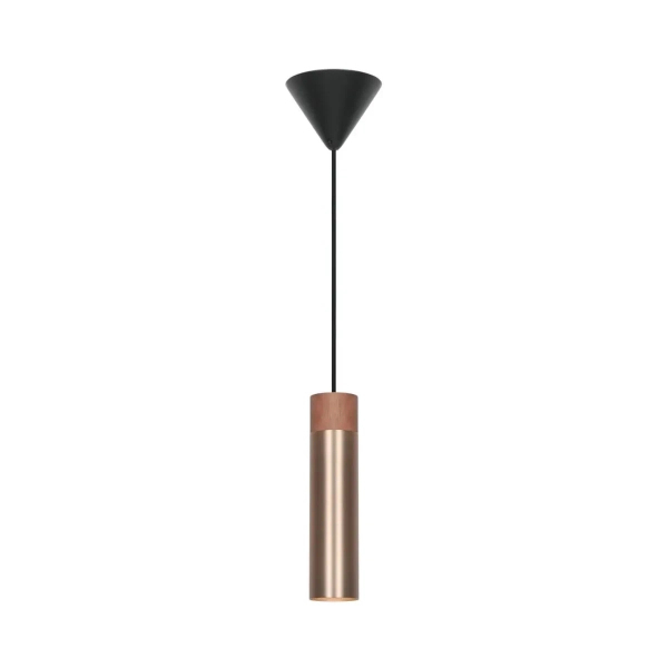 Salonowa lampa wisząca Tilo 2410453035 tuba drewniana mosiądz