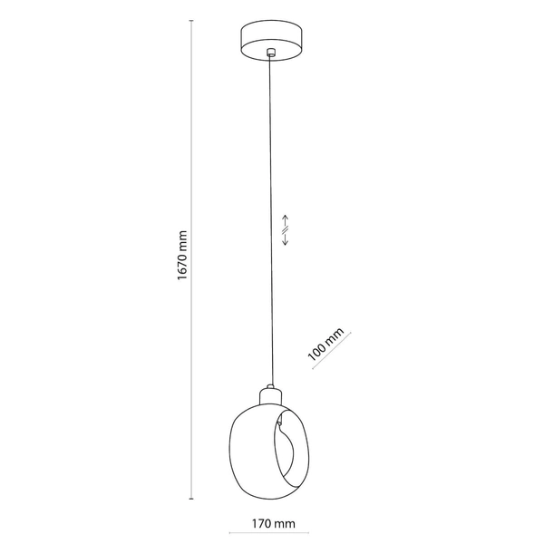 Pojedyncza wisząca lampa glamour Cyklop 2751 TK Lighting metalowy patyna