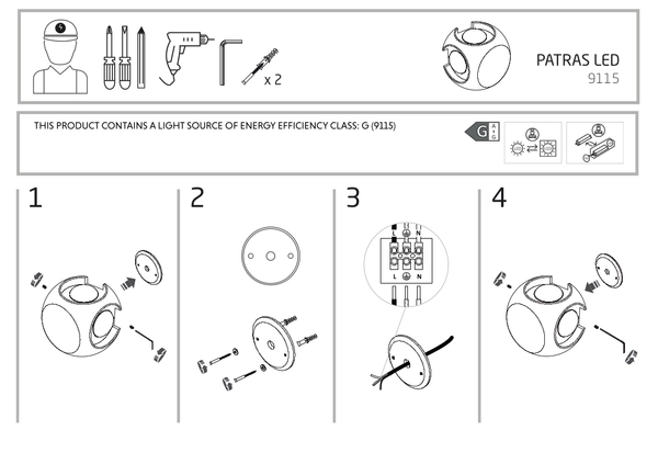 Czarny kinkiet PATRAS 9115 LED 4W 3000K kostka elewacyjna outdoor