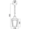 Zewnętrzna LAMPA wisząca Bedford QZ-BEDFORD8-S Elstead QUOIZEL industrialna OPRAWA retro ZWIS na łańcuchu IP44 czarny przezroczysty