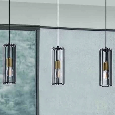 Lampa wisząca Gabia K-4936 druciak nad wyspę czarny złoty