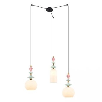 Potrójna wisząca lampa 22152 ceramiczna do kuchni mosiądz czarny