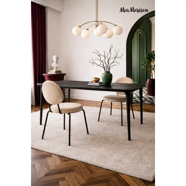 Stół jadalniany LAMINAR MM001501100338 czarny drewniany do jadalni 200x101cm