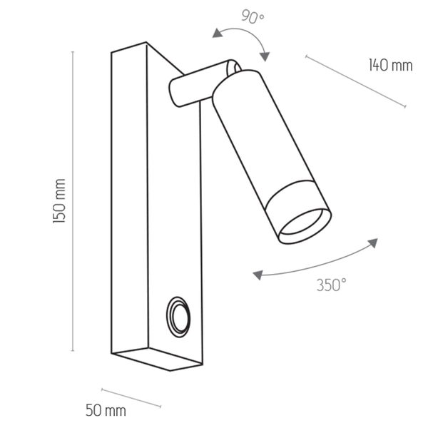 Lampa ścienna nad łóżko Enzo 4484 TK Lighting tuba regulowana czarna