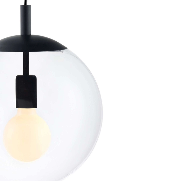 Hygge LAMPA wisząca ALUR 10732102 Kaspa skandynawska OPRAWA kulisty ZWIS szklana kula ball czarna przezroczysta