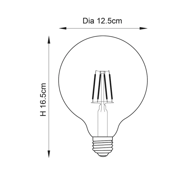 Kulista żarówka Globe filament E27 93031 LED 6W 2500K bursztynowa
