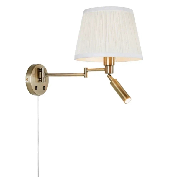 Abażurowa naścienna lampa Pivot 109017 LED 4W 3000K na wysięgniku mosiądz