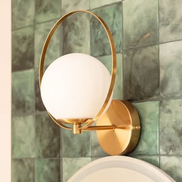 Kulisty kinkiet ścienny Milano ABR-KF-E27 Abruzzo metal szkło biały złoty