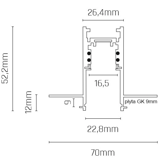 Magnetyczna szyna 2m Komatsu 6502 Shilo podtynkowa biała