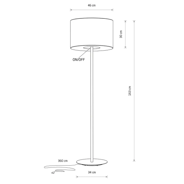 Podłogowa lampa do sypialni LAGO 11676 tuba tkanina szara