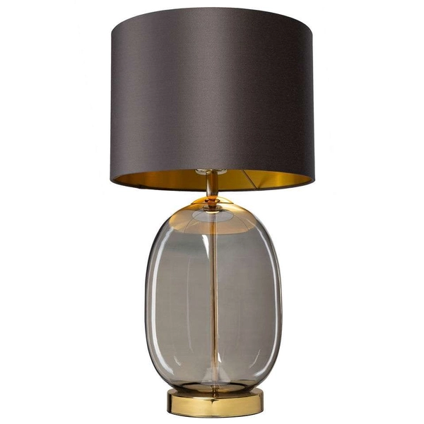 Stołowa LAMPKA stojaca SALVADOR 41044108 Kaspa klasyczna LAMPA biurkowa abażurowa szklana przydymiony - szary