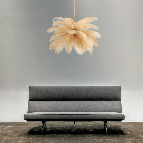 Nowoczesna lampa wisząca EMU ST-DN127 beige pióra beżowy złoty