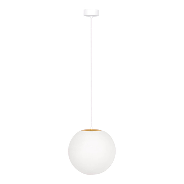 Wisząca lampa Elmo K-5312 Kaja bańka metalowa szklana biała złota