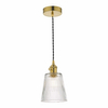 Plisowana lampa wisząca szklana Hadano HAD0140-05 Dar Lighting przezroczysta mosiądz