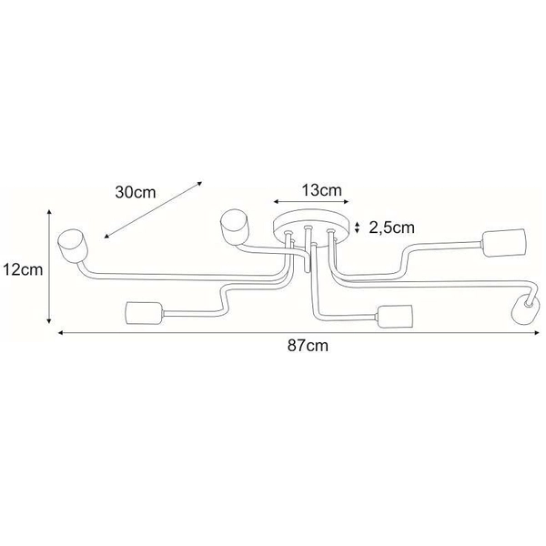 Plafon LAMPA sufitowa Peka K-4040 Kaja industrialna OPRAWA metalowe pręty sticks pająk biały