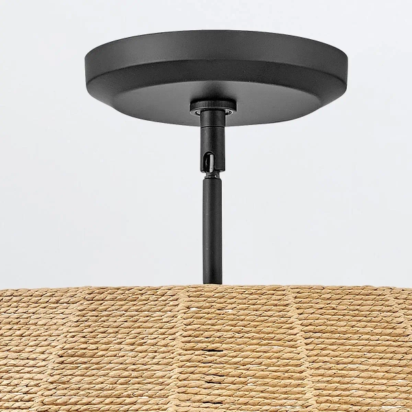 Naturalny żyrandol do salonu Luca QN-LUCA-5P-M-BK-CAM sznur brązowy