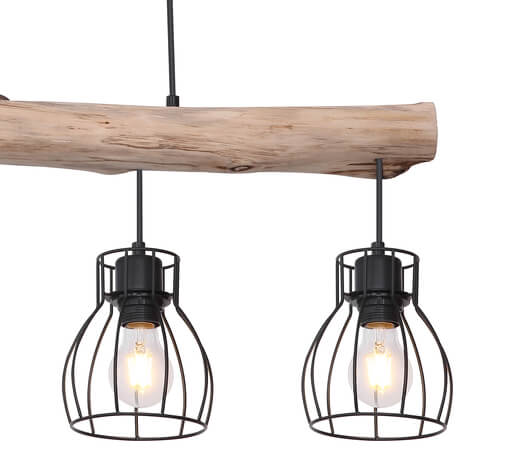 Rustykalna lampa wisząca Mina 15326-4N czarna drewniana