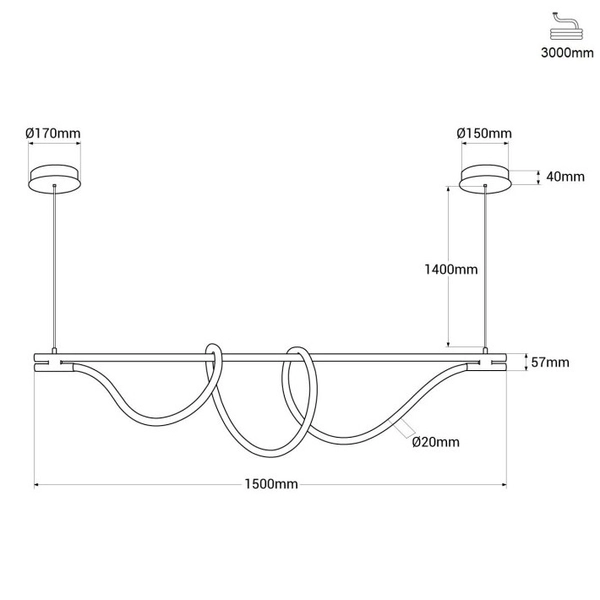 Lampa wisząca nad wyspę Spirali ABR-HILTON-SG-38W LED 45W 3000K złoty