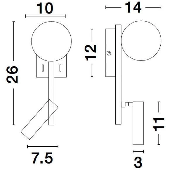 Regulowana LAMPA ścienna UBEDA LE41807 Luces Exclusivas metalowa OPRAWA kinkiet LED 8W 3200K kula loft biała czarna